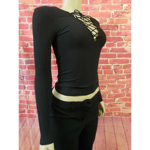 Kyna Collection Designed in Paris Black Ribbed Women's Top Sweater Sz Small #1 - Picture 7 of 9